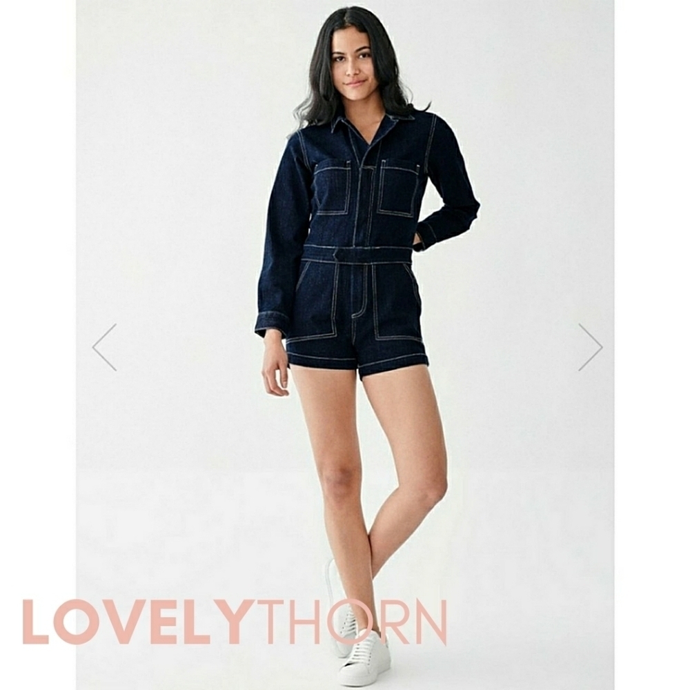 DL1961 // ltd ed hannah utility style long sleeve dark denim romper